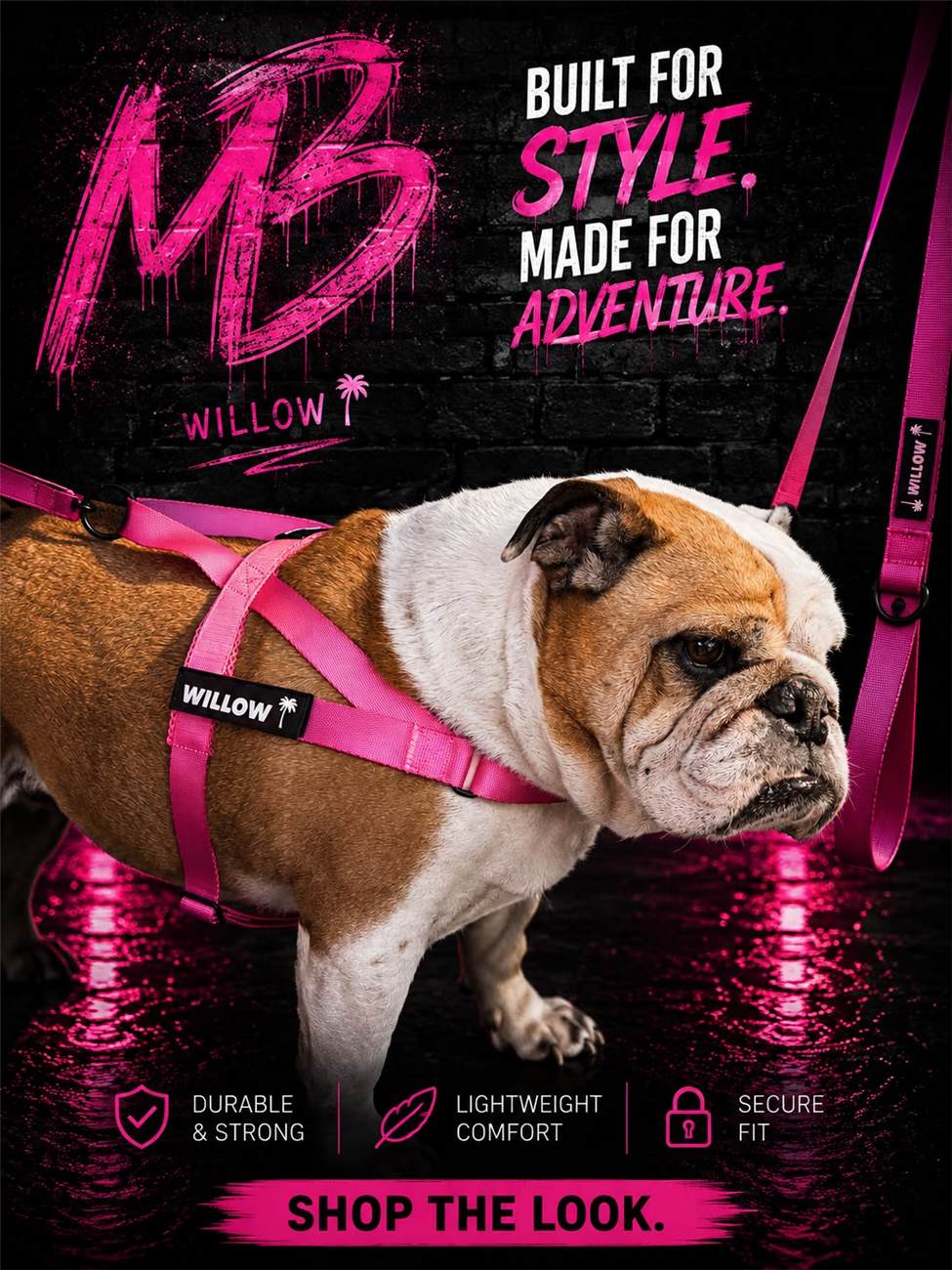 Hot Mess Pink personalised harness 7